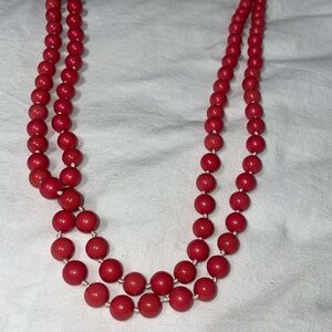 Stella & Dot signature coral glass knotted bead strand  54”